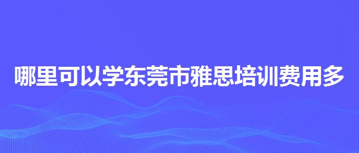 哪里可以学东莞市雅思培训费用多少