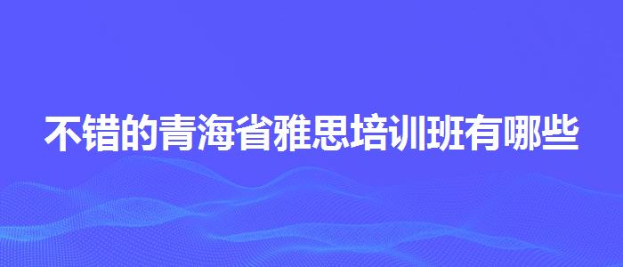不错的青海省雅思培训班有哪些