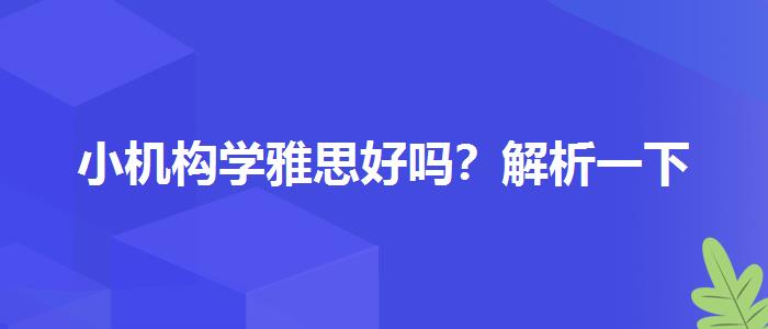 小机构学雅思好吗？解析一下